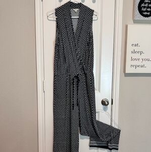 EUC Max Studio Jumpsuit In Navy Blue And White